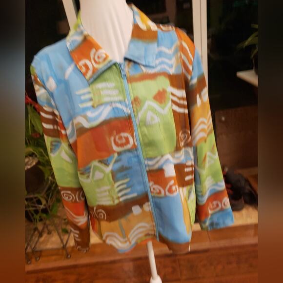 City Girl Nancy Bolen L multi color patch work look camisole and cover shirt - Picture 9 of 11